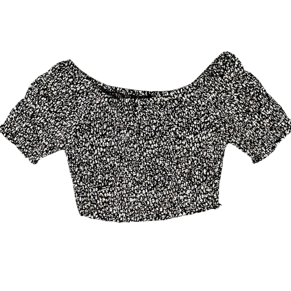 Angie Women's Smocked Puff Sleeve Crop Top Size Small Cottagecore Festival